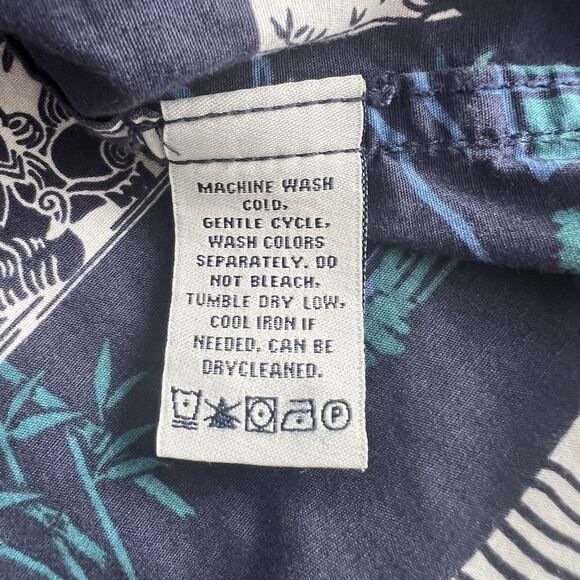 Reyn Spooner Okinawan Village Aloha Shirt Mens Sz Medium Blue Classic Hawaiian - Picture 15 of 15